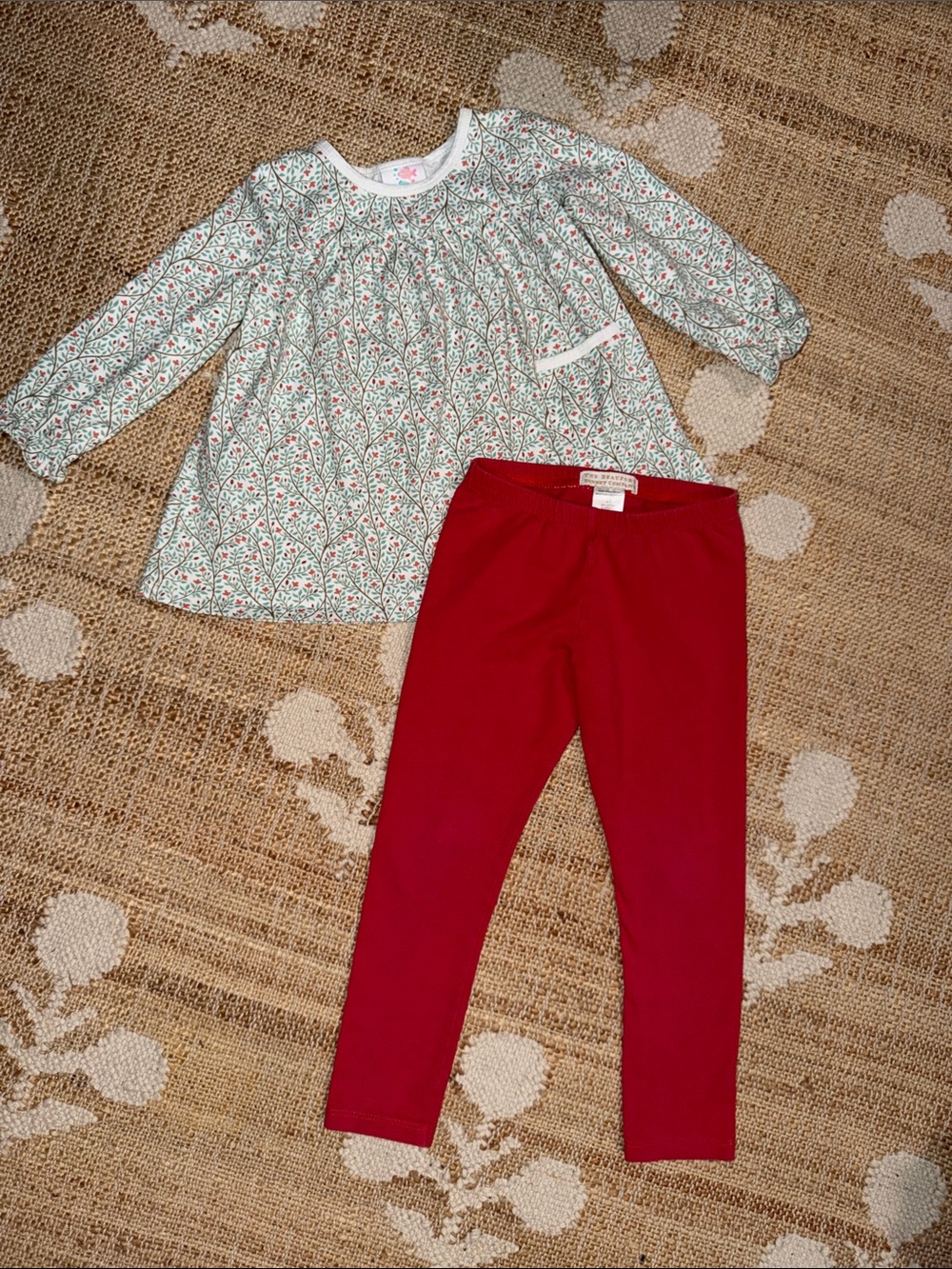 TBBC Mitzy Sue Slacks w/ Stitchy Fish Floral Vine Top 3T